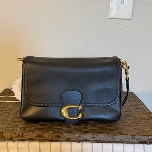 Coach Soft Tabby in Black w/ Brass Hardware